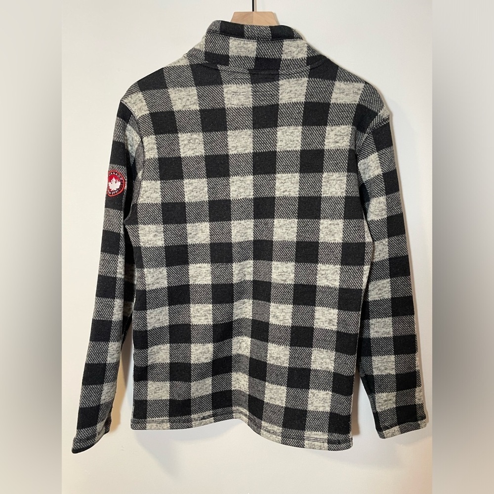 Canada Weathergear Black Gray Plaid 1/4 Zip Fleece Pullover Size Small EUC 🇨🇦 - Picture 6 of 11